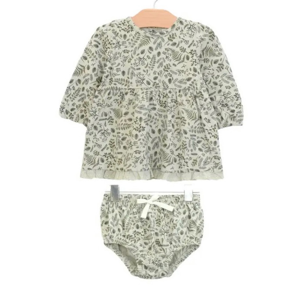City mouse loden sprigs dress and bloomers 9/12